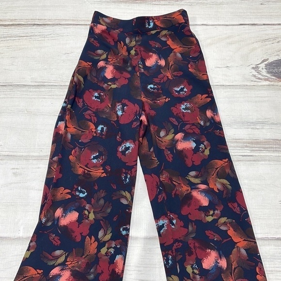 Leith Pants Blue Red Floral Palazzo Wide Leg Pull On Size XS - Picture 10 of 11